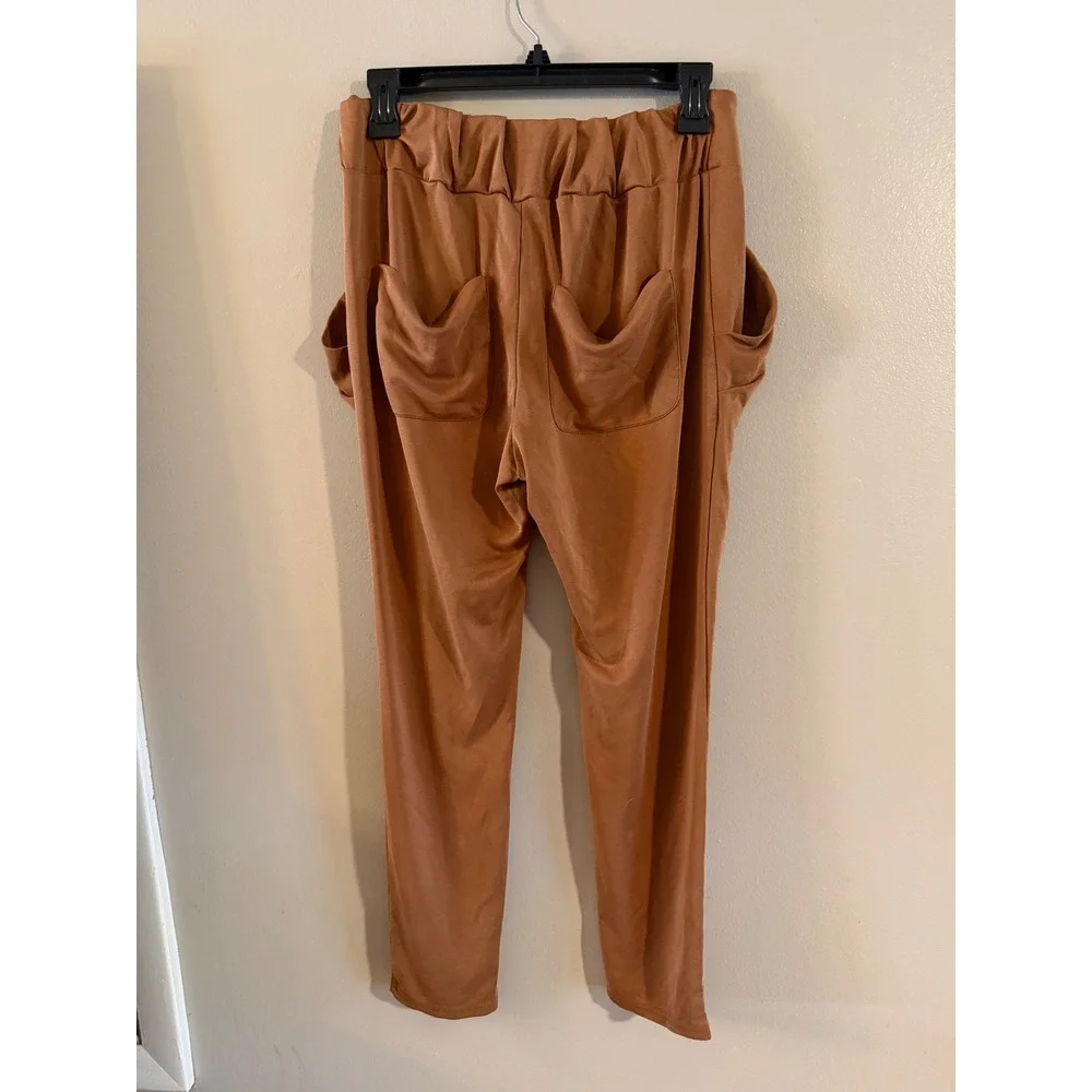 Free People Camel Brown Slouchy Harem Cargo Pants Pleated Pockets Small S/P